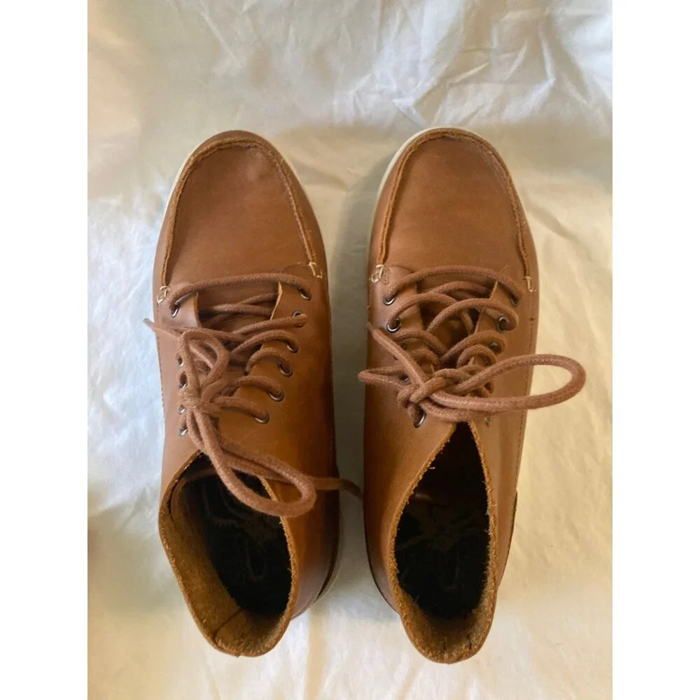 Mens Olukai NaluKai Boot Leather‎ Brown White 8/41 Lace Up